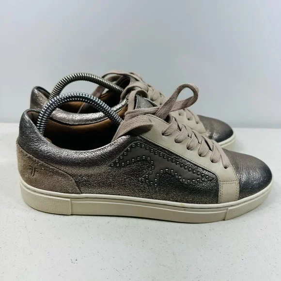FRYE Metallic Ivy Logo Patch Women Studded Sneakers Size8,5 RARE - Picture 3 of 7